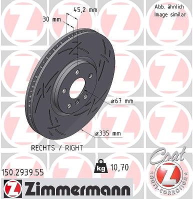 Zimmermann 1x Sport-Bremsscheibe belüftet vorne rechts [Hersteller-Nr. 150.2939.55] für Mini von Zimmermann