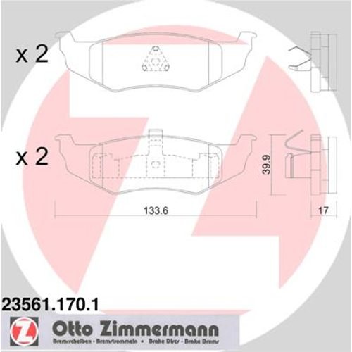ZIMMERMANN 23561.170.1 Serie Bremsbeläge, vorne, 2 Sensoren Akustische, inklusive Platte dämpfend von Zimmermann