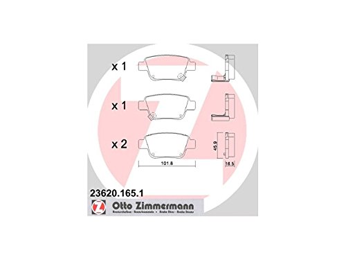 ZIMMERMANN 23620.165.1 Serie Bremsbelagsatz, Hinten, 2 Sensoren Akustische, inklusive Platte dämpfend von Zimmermann