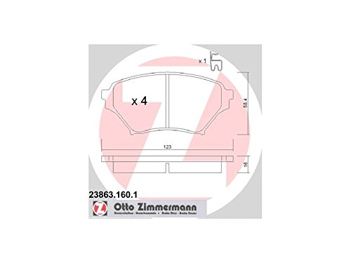 ZIMMERMANN 23863.160.1 Serie Bremsbeläge, vorne, 2 Sensoren Akustische, 4 Platten Mikrofonspinne von Zimmermann