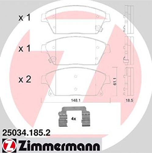 ZIMMERMANN 25034.185.2 Serie Bremsbeläge, vorne, 2 Federn, 2 Sensoren Akustische, inklusive Platte dämpfend, Chefsessel, inklusive Zubehör von Zimmermann