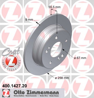 ZIMMERMANN 400.1427.20 Bremsscheibe hinten Coat Z von Zimmermann