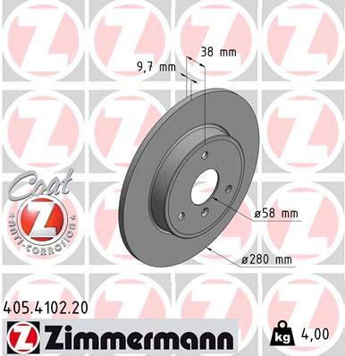 ZIMMERMANN 405.4102.20 Bremsscheibe, vorne, Coat Z von Zimmermann