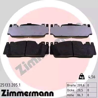 ZIMMERMANN Bremsbelagsatz BMW 25133.205.1 34112284369,34112284371,34112284869 von Zimmermann