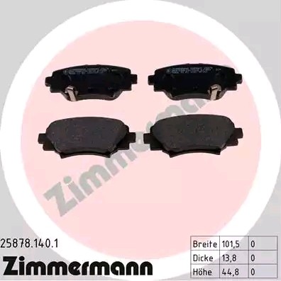 ZIMMERMANN Bremsbelagsatz MAZDA 25878.140.1 B4Y02648ZA,B4Y02648ZB von Zimmermann