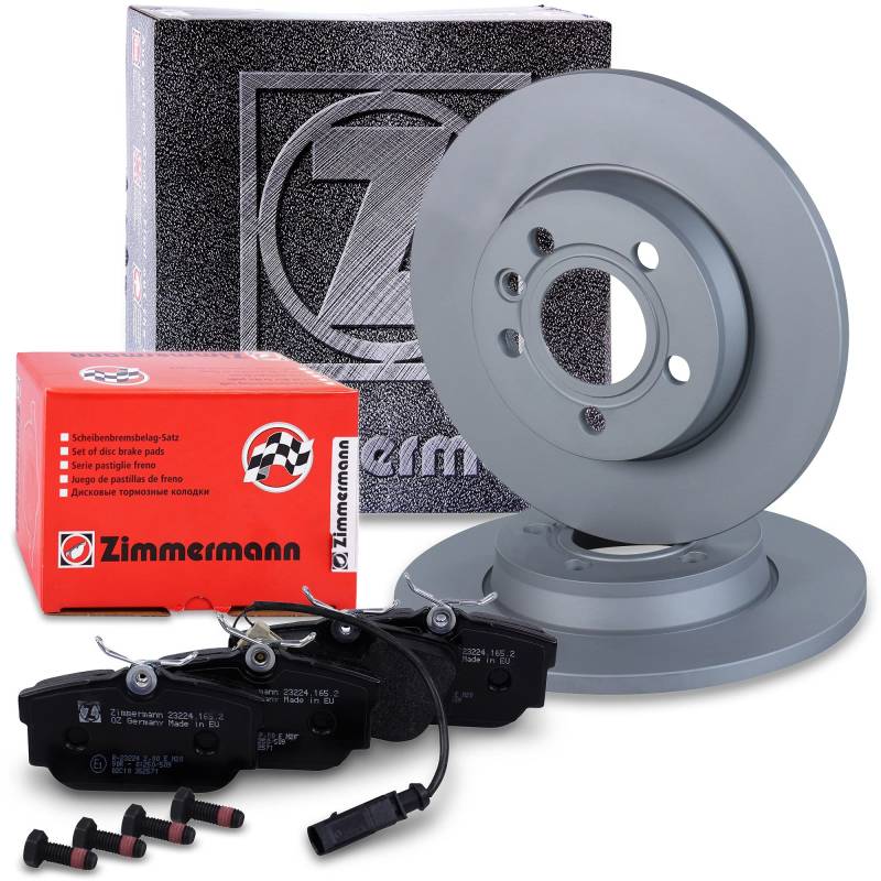 ZIMMERMANN Bremsenset Hinterachse inkl. Bremsscheiben Ø 280 mm Voll + Bremsbeläge hinten + Verschleißkontakt Kompatibel mit VW TRANSPORTER T4 von Zimmermann