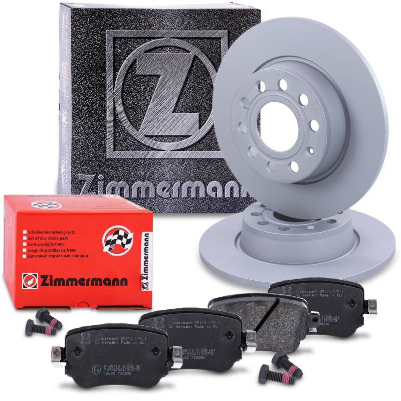 ZIMMERMANN Bremsenset Hinterachse inkl. Bremsscheiben hinten Ø 272 mm voll und Bremsbeläge hinten Kompatibel mit SEAT LEON (5F1) (5F5) (5F8), SKODA OCTAVIA 3, VW CADDY, von ZIMMERMANN