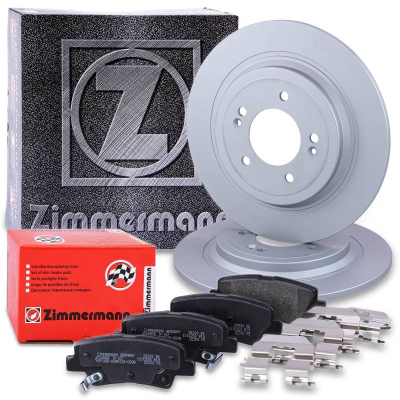 ZIMMERMANN Bremsenset Hinterachse inkl. Bremsscheiben Ø 302 mm Voll + Bremsbeläge hinten Kompatibel mit HYUNDAI TUCSON (TL, TLE), KIA SPORTAGE IV (QL, QLE) von Zimmermann