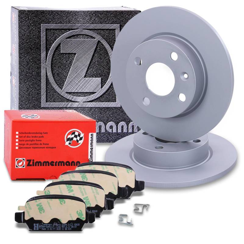 ZIMMERMANN Bremsenset Hinterachse inkl. Bremsscheiben Ø 240 mm Voll + Bremsbeläge hinten Kompatibel mit OPEL CORSA C (X01), TIGRA TwinTop (X04) von ZIMMERMANN