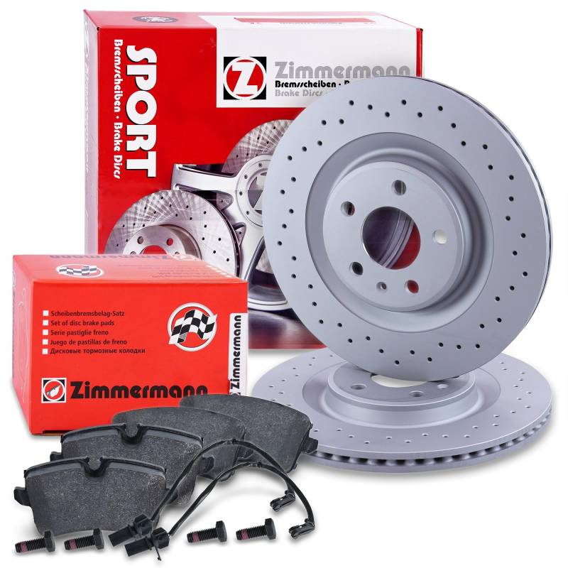 ZIMMERMANN Bremsenset Hinterachse inkl. Bremsscheiben Ø 330 mm Belüftet + Bremsbeläge hinten Kompatibel mit AUDI A6 Allroad C7 (4GH, 4GJ), A6 C7, A7 Sportback (4GA, 4GF), PORSCHE MACAN (95B) von Zimmermann