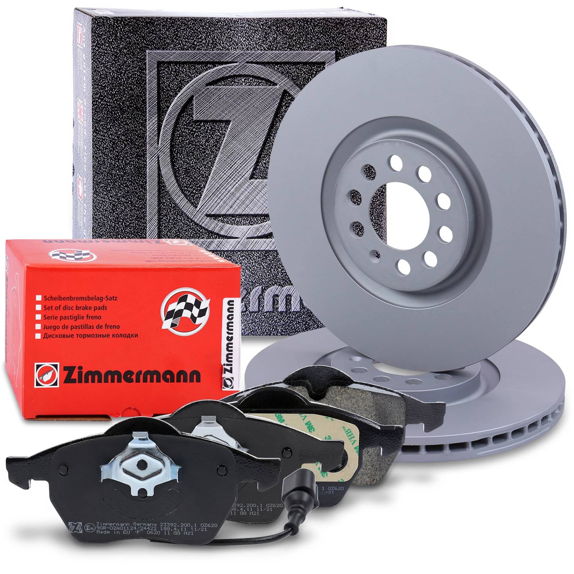 ZIMMERMANN Bremsenset Vorderachse inkl. Bremsscheiben Belüftet Ø 312 312 mm + Bremsbeläge vorne Kompatibel mit AUDI TT, SEAT IBIZA, LEON, TOLEDO, SKODA OCTAVIA 1, VW BORA, GOLF 4, NEW BEETLE, POLO von Zimmermann