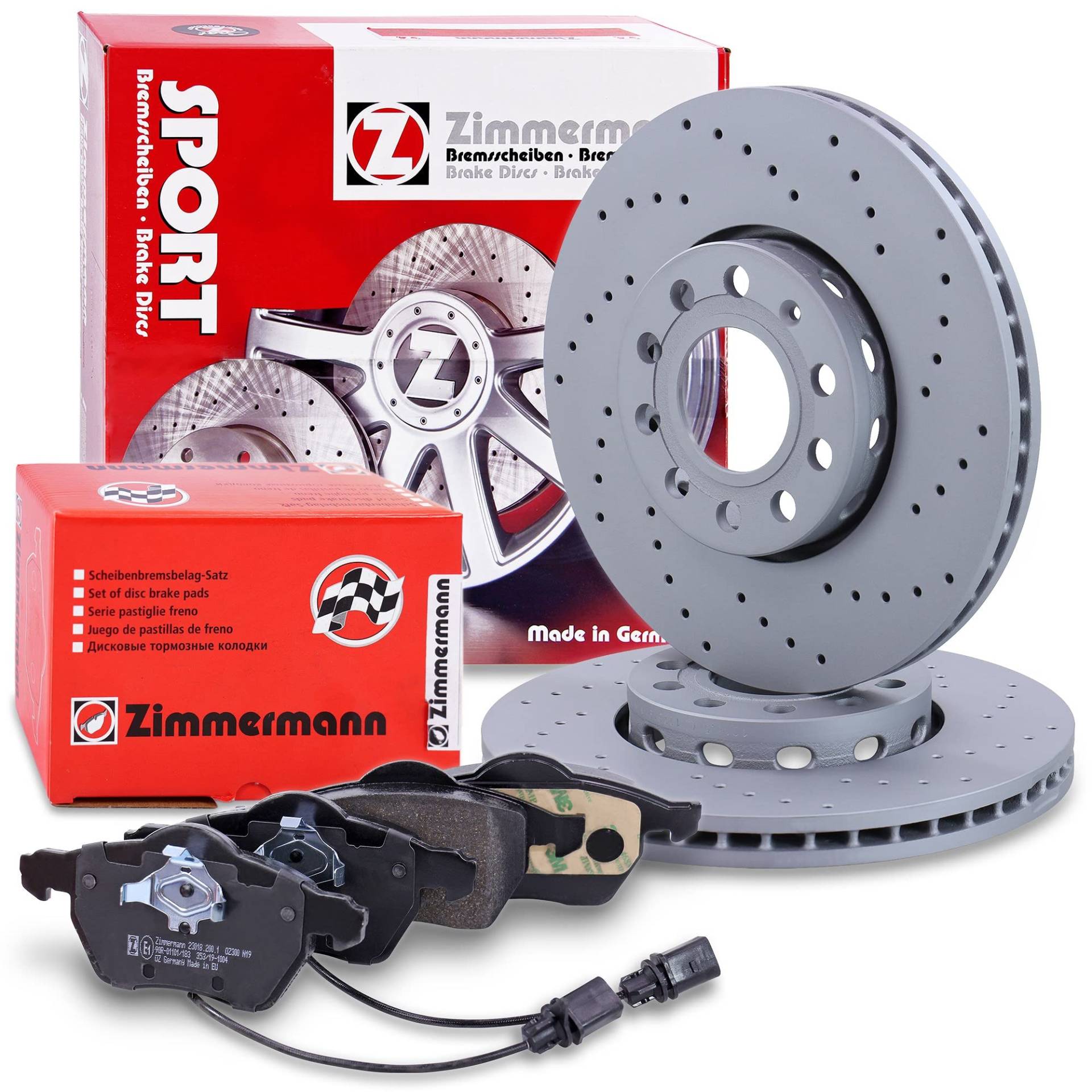 ZIMMERMANN Bremsenset Vorderachse inkl. Bremsscheiben Belüftet Ø 288 mm + Bremsbeläge vorne Kompatibel mit AUDI A4 B5, A4 B6, A4 B7, A6 C5 (4B2), A6 C5 Avant (4B5), SEAT EXEO, SKODA SUPERB I (3U4) von Zimmermann