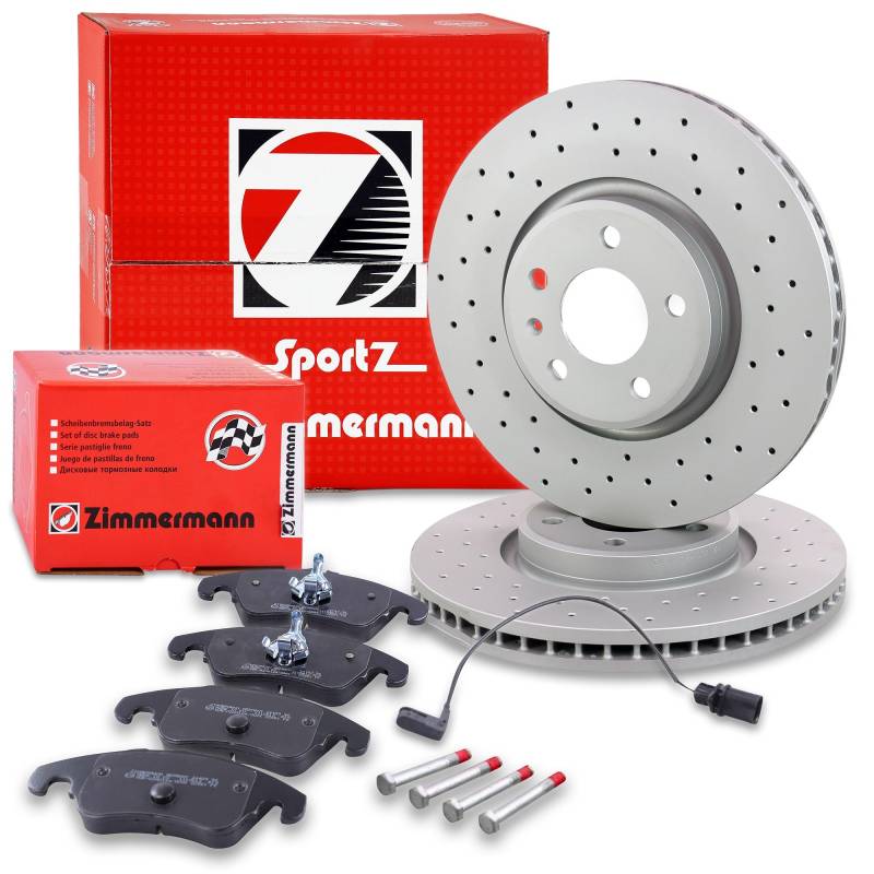 ZIMMERMANN Bremsenset Vorderachse inkl. Bremsscheiben Belüftet Ø 320 mm + Bremsbeläge vorne Kompatibel mit AUDI A6 C7 (4G2, 4GC), A6 C7 Avant (4G5, 4GD), A7 Sportback (4GA, 4GF), Q5 (8RB) von Zimmermann