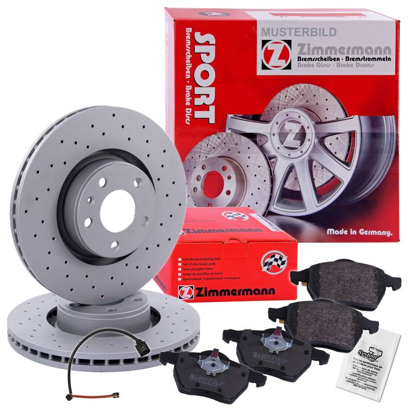 ZIMMERMANN Bremsenset Vorderachse inkl. Bremsscheiben Belüftet Ø 345 mm + Bremsbeläge vorne Kompatibel mit AUDI A6 C7 (4G2, 4GC), A6 C7 Avant (4G5, 4GD), A7 Sportback (4GA, 4GF), Q5 (8RB) von Zimmermann