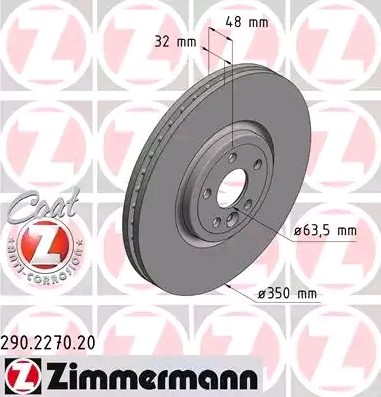 ZIMMERMANN Bremsscheibe LAND ROVER,JAGUAR 290.2270.20 T4A2343,T4K5014,T4N1803 Bremsscheiben,Scheibenbremsen LR090685 von Zimmermann