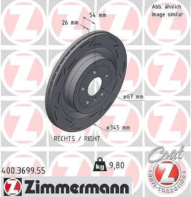 Zimmermann 1x Bremsscheibe Hinterachse Rechts [Hersteller-Nr. 400.3699.55] für Mercedes-Benz von Zimmermann