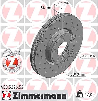 Zimmermann 1x Bremsscheibe [Hersteller-Nr. 450.5226.52] für Land Rover von Zimmermann