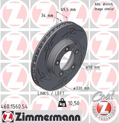 Zimmermann 1x Bremsscheibe Vorderachse Links [Hersteller-Nr. 460.1560.54] für Porsche von Zimmermann