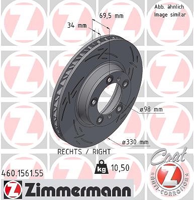 Zimmermann 1x Bremsscheibe Vorderachse Rechts [Hersteller-Nr. 460.1561.55] für Porsche von Zimmermann