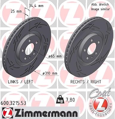 Zimmermann 1x Bremsscheibe [Hersteller-Nr. 600.3215.53] für Audi, Seat, VW von Zimmermann