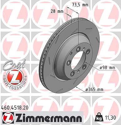 Zimmermann 1x Bremsscheibe Hinterachse Links [Hersteller-Nr. 460.4518.20] für Porsche von Zimmermann