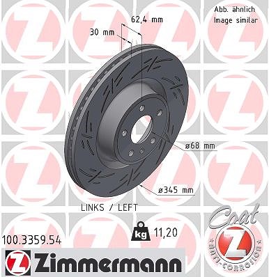 Zimmermann 1x Bremsscheibe Vorderachse Links [Hersteller-Nr. 100.3359.54] für Audi von Zimmermann