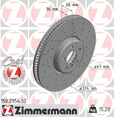 Zimmermann 1x Bremsscheibe Vorderachse Links [Hersteller-Nr. 150.2954.52] für BMW von Zimmermann