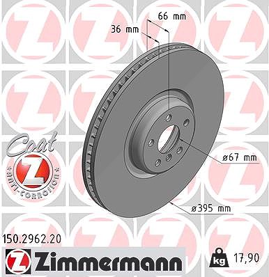 Zimmermann 1x Bremsscheibe Vorderachse Links [Hersteller-Nr. 150.2962.20] für BMW, Rolls-royce von Zimmermann