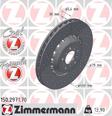 Zimmermann 1x Bremsscheibe Vorderachse Links [Hersteller-Nr. 150.2971.70] für BMW von Zimmermann