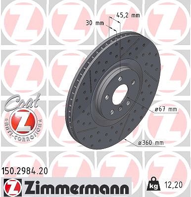 Zimmermann 1x Bremsscheibe Vorderachse Links [Hersteller-Nr. 150.2984.20] für BMW von Zimmermann