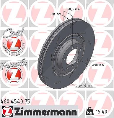 Zimmermann 1x Bremsscheibe Vorderachse Links [Hersteller-Nr. 460.4540.75] für Porsche von Zimmermann