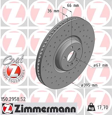 Zimmermann 1x Bremsscheibe Vorderachse Rechts [Hersteller-Nr. 150.2958.52] für BMW von Zimmermann