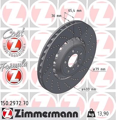 Zimmermann 1x Bremsscheibe Vorderachse Rechts [Hersteller-Nr. 150.2972.70] für BMW von Zimmermann