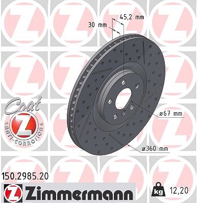 Zimmermann 1x Bremsscheibe Vorderachse Rechts [Hersteller-Nr. 150.2985.20] für BMW von Zimmermann