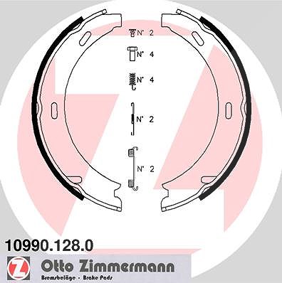 Zimmermann Bremsbackensatz, Feststellbremse [Hersteller-Nr. 10990.128.0] für Chrysler, Mercedes-Benz, Porsche von Zimmermann