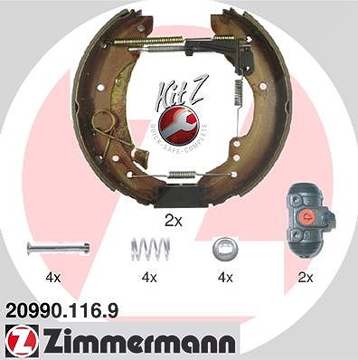 Zimmermann Bremsbackensatz [Hersteller-Nr. 20990.116.9] für Citroën, Fiat, Peugeot von Zimmermann