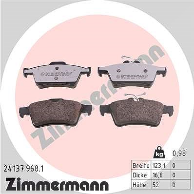 Zimmermann Bremsbeläge hinten (Satz) [Hersteller-Nr. 24137.968.1] für Cadillac, Citroën, Ford, Jaguar, Mazda, Opel, Renault, Saab, Vauxhall, Volvo von Zimmermann