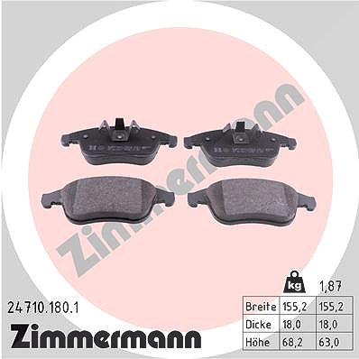 Zimmermann Bremsbeläge vorne (Satz) [Hersteller-Nr. 24710.180.1] für Renault von Zimmermann