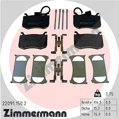 Zimmermann Bremsbelagsatz, Scheibenbremse [Hersteller-Nr. 2209101] für Alfa Romeo von Zimmermann