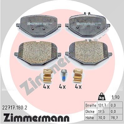 Zimmermann Bremsbelagsatz, Scheibenbremse [Hersteller-Nr. 22717.180.2] für Mercedes-Benz von Zimmermann