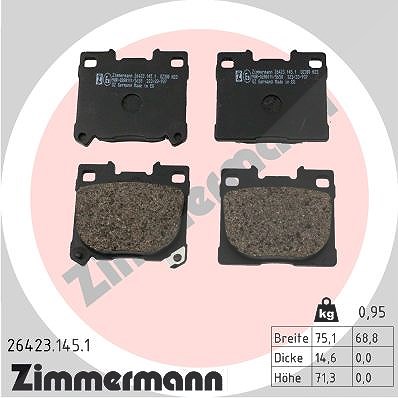 Zimmermann Bremsbelagsatz, Scheibenbremse [Hersteller-Nr. 26423.145.1] für Toyota von Zimmermann