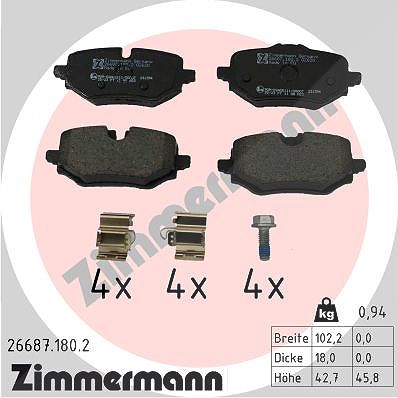 Zimmermann Bremsbelagsatz, Scheibenbremse [Hersteller-Nr. 26687.180.2] von Zimmermann