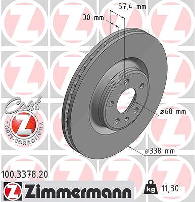 Zimmermann 1x Bremsscheibe [Hersteller-Nr. 100.3378.20] für Audi von Zimmermann