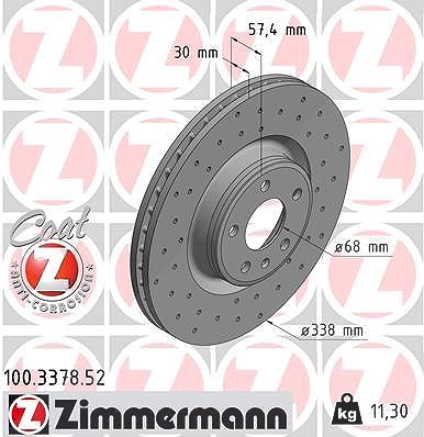 Zimmermann 1x Bremsscheibe [Hersteller-Nr. 100.3378.52] für Audi von Zimmermann