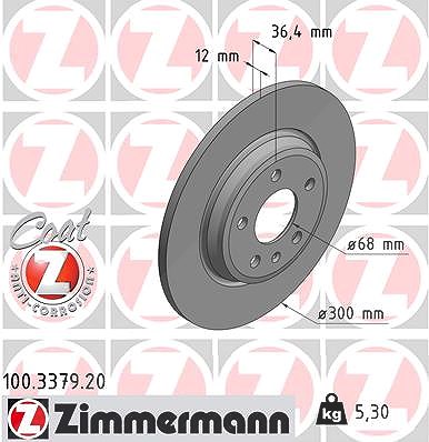 Zimmermann Bremsscheibe Hinterachse Voll [Hersteller-Nr. 100.3379.20] für Audi von Zimmermann