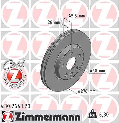 Zimmermann Bremsscheibe Vorderachse Belüftet [Hersteller-Nr. 430.2641.20] für Opel von Zimmermann