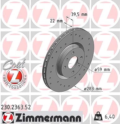 Zimmermann Bremsscheibe [Hersteller-Nr. 230.2363.52] für Alfa Romeo, Fiat, Lancia von Zimmermann