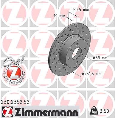 Zimmermann Bremsscheibe [Hersteller-Nr. 230.2352.52] für Alfa Romeo, Fiat, Lancia von Zimmermann