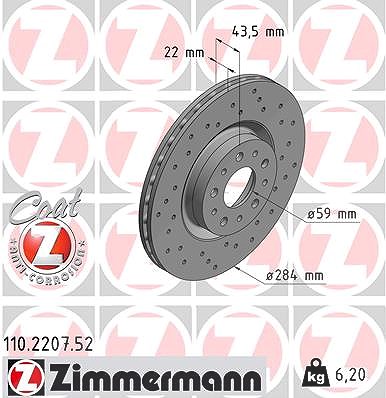 Zimmermann Bremsscheibe [Hersteller-Nr. 110.2207.52] für Alfa Romeo, Fiat, Lancia, Opel von Zimmermann