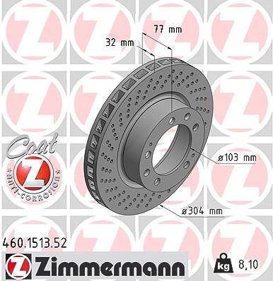 Zimmermann 1x Bremsscheibe [Hersteller-Nr. 460.1513.52] für Audi, Porsche von Zimmermann